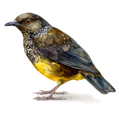 A watercolor painting of Bowerbird, vector illustration on white background.
