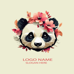 Floral Panda logo icon vector .