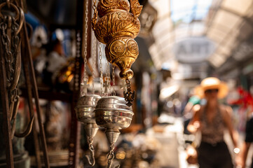 Traditional Brass and Silver Incense Burners at Street Market