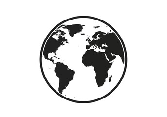 Fototapeta premium Stylized black and white illustration of the earth globe isolated on white background