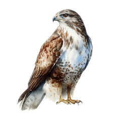 Watercolor vector illustration of Buzzard, isolated on white background.