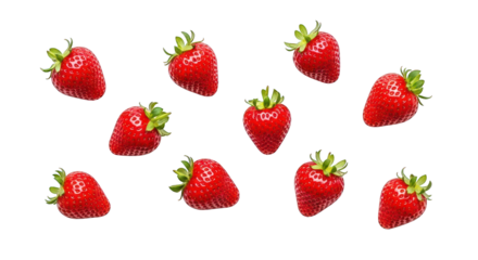 Strawberries Fresh red strawberries scattered on a solid dark backdrop, vibrant and juicy