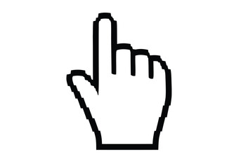 Obraz premium A white hand cursor pointing upwards isolated on white background