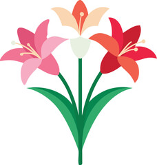 Elegant lily and carnation bouquet on white background, classic floral arrangement, fresh flowers, romantic decoration, wedding centerpiece, botanical composition, natural beauty, isolated bloom photo