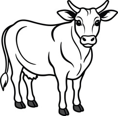 Minimal Cow Silhouette Vector – Single Color Farm Animal Illustration