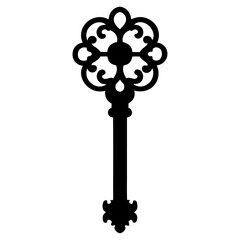 Obraz premium Black vector silhouettes of vintage key