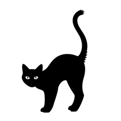 Black Cat Silhouette, Halloween Design.