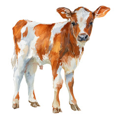 Calf in watercolor style, vector illustration, isolated on white background.