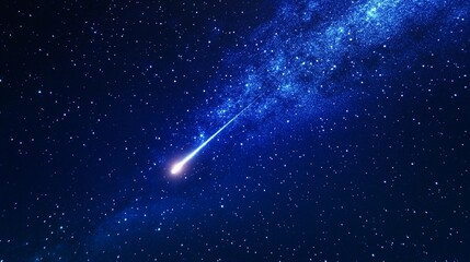 Obraz premium Bright meteor streaking through a starry sky on a clear night symbolizing cosmic speed