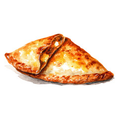 Calzone in watercolor style, vector illustration, isolated on white background.