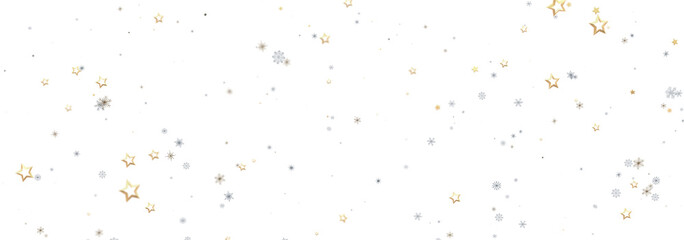 Beautiful winter background with gold stars, silver snowflakes. Perfect for holidays.