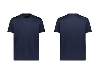 Blank Black Men's T-shirt with short sleeves, mockup front and back view, transparent background	
