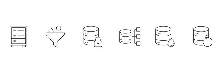 Database cluster, technology network management, storage backup restore protection, secure connection data analytics, cloud server icon vector illustration