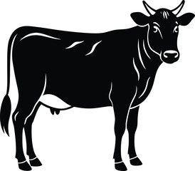 Minimal Cow Silhouette Vector – Single Color Farm Animal Illustration