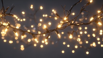 Close up of a string of lights with a dark background and bokeh effect creating a festive atmosphere