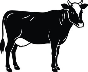 Fototapeta premium Minimal Cow Silhouette Vector – Single Color Farm Animal Illustration