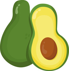 Sliced and whole avocado, Vegetable organic