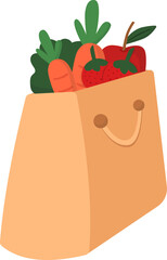 Paper bag with fruits and vegetables