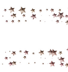 Beautiful image of rose gold stars scattered on a white background, perfect for festive designs.