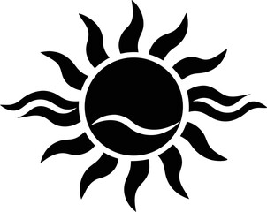 Heatwave Sun Icon Silhouette Vector Illustration Black