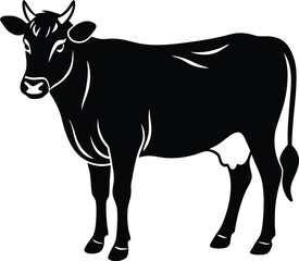 Minimal Cow Silhouette Vector – Single Color Farm Animal Illustration