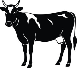 Minimal Cow Silhouette Vector – Single Color Farm Animal Illustration