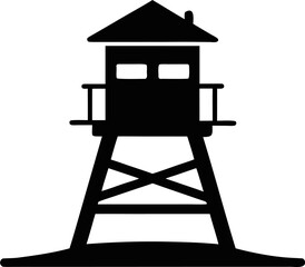Beach Lifeguard Stand Silhouette Graphic