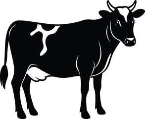 Minimal Cow Silhouette Vector – Single Color Farm Animal Illustration