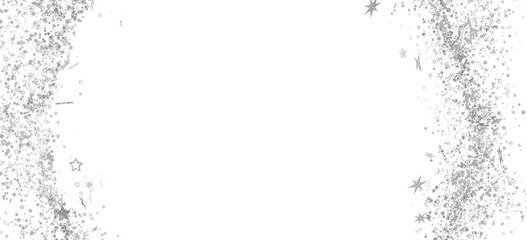 Elegant silver glitter and stars border design. Perfect for holiday, celebration, or party invitations.