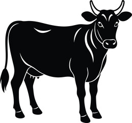 Minimal Cow Silhouette Vector – Single Color Farm Animal Illustration