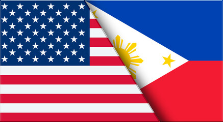 Flags of USA and Philippines. United States and Filipino National flags