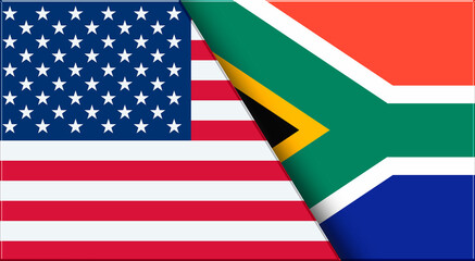 Flags of USA and South Africa. United States and South African National flag