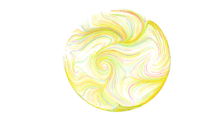 Bright yellow orb with swirling, colorful lines. Perfect for backgrounds or design elements.