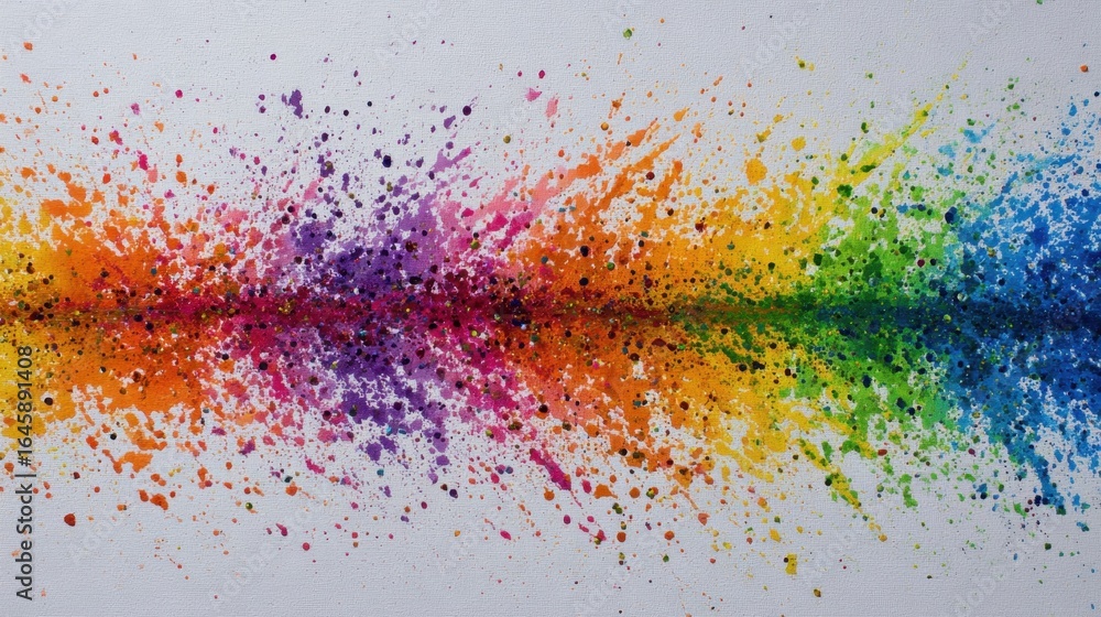 Poster vibrant explosion of colorful paint splashes creating a dynamic abstract artwork representing energy