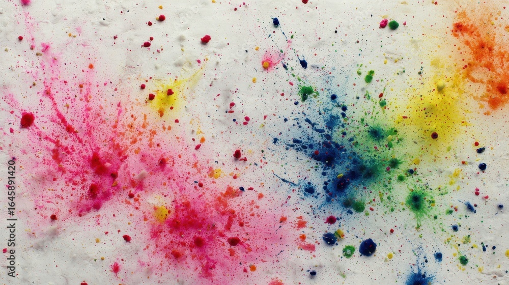 Poster vibrant splashes of color on white canvas creating a dynamic abstract background for creative projec