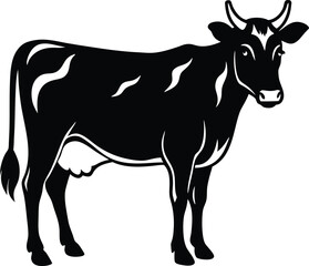 Minimal Cow Silhouette Vector – Single Color Farm Animal Illustration
