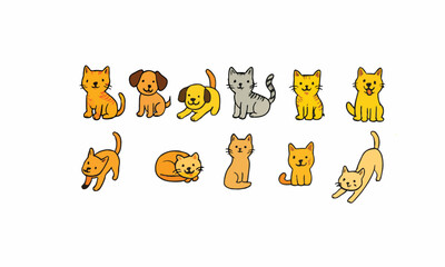 dog and cat sticker vector