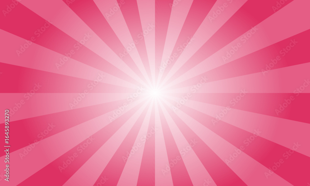 Poster Cerise Red Sunburst Background. Abstract Rays Texture Background. Sunburst Background with Red Rays. Vector Illustration.