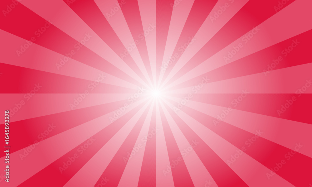 Poster Crimson Red Sunburst Background. Abstract Rays Texture Background. Sunburst Background with Red Rays. Vector Illustration.