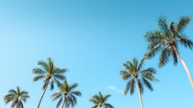 A group of palm trees against a clear blue sky