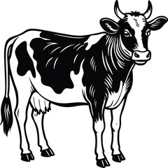 Minimal Cow Silhouette Vector – Single Color Farm Animal Illustration