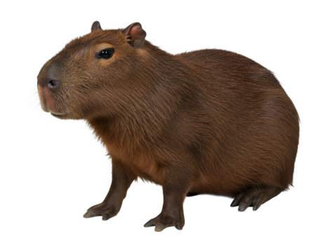 Capybara relaxing in its habitat wildlife natural environment animal behavior. Cut out png