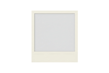 Blank instant polaroid picture frame with a subtle beige border, isolated on transparent background for memory, nostalgia, and creative design