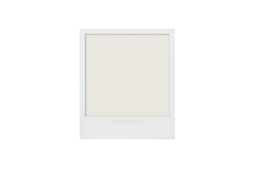 Cool empty instant polaroid picture frame with serene light gray border, modern simplicity, isolated on transparent background for contemporary design projects and sleek photo presentations
