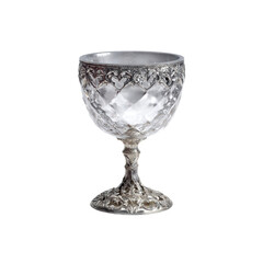 Elegant Ornate Crystal Goblet with Silver-Plated Base - Luxury Drinkware