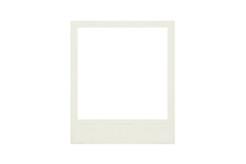 Clean empty instant polaroid picture frame with delicate off-white border, minimalist aesthetic, isolated on transparent background for pure design elements and timeless photo presentations