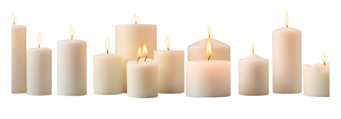 Candles isolated on a white background, transparent clip art, cutout, PNG file for graphic design or digital illustration, high resolution