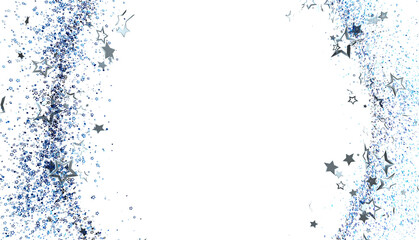 Sparkling blue glitter stars border on white. Perfect for invitations, cards, and festive designs.