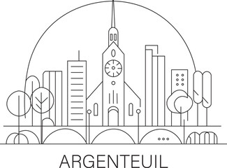 Obraz premium Argenteuil City Line Draw Simple Minimalist