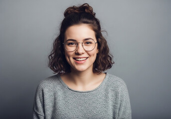 Fototapeta premium A young woman, light-skinned and in her late teens or early twenties, is the central subject